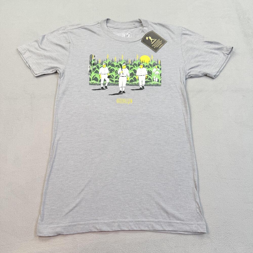 Baseballism Shirt Mens Small Gray Field Of Dreams Cornfield Graphic Back Tee
